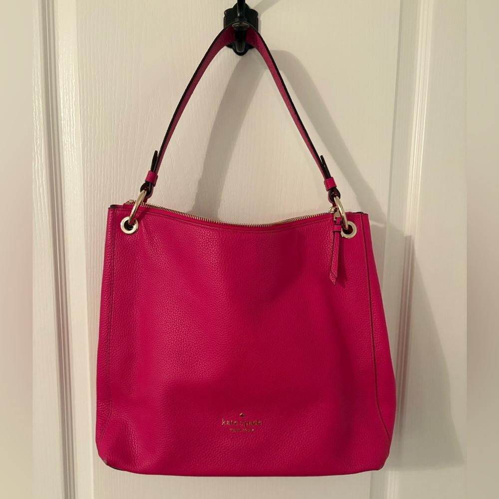 Kate Spade Hot Pink Large Leather Shoulder Bag - Picture 2 of 7